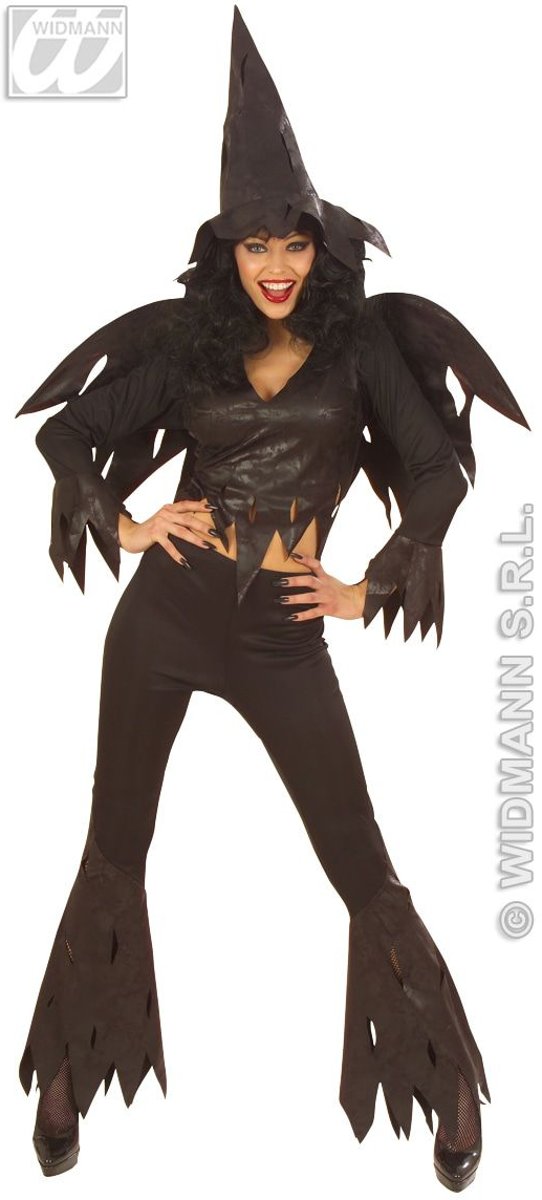 Heks & Spider Lady & Voodoo & Duistere Religie Kostuum | Woeste Heks Horror Wings Kostuum Vrouw | Medium | Halloween | Verkleedkleding